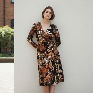 NWT New INC International Concepts Long Sleeve Floral Print Leopard Dress